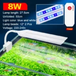 Expanderbar LED-akvarielampa med klämfäste för växter, med inbyggd timer